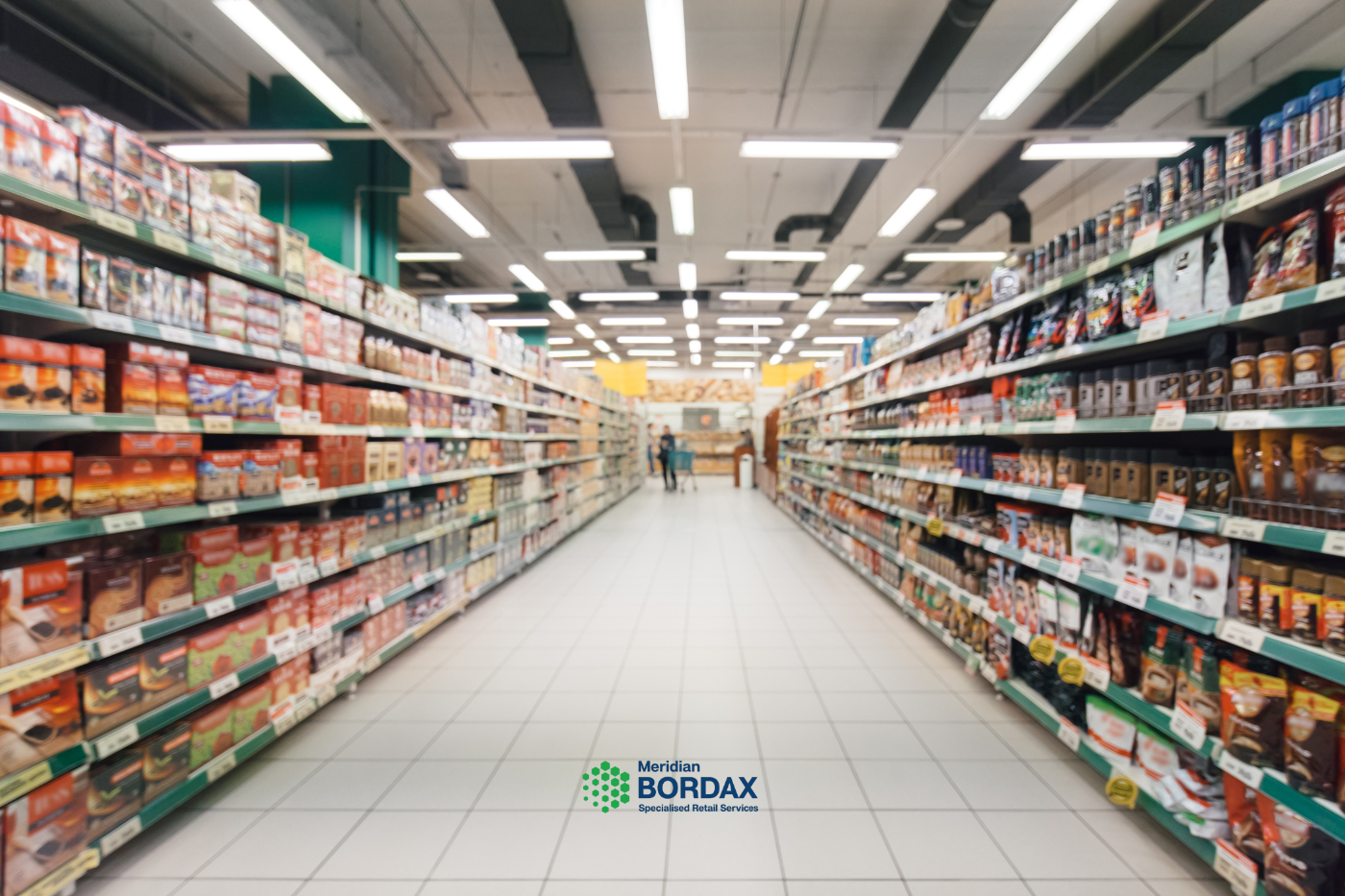 Perfectly merchandised, uniform supermarket aisle managed by Bordax